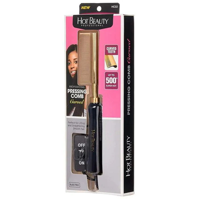 Hot Beauty Professional Pressing Comb - Curved Teeth