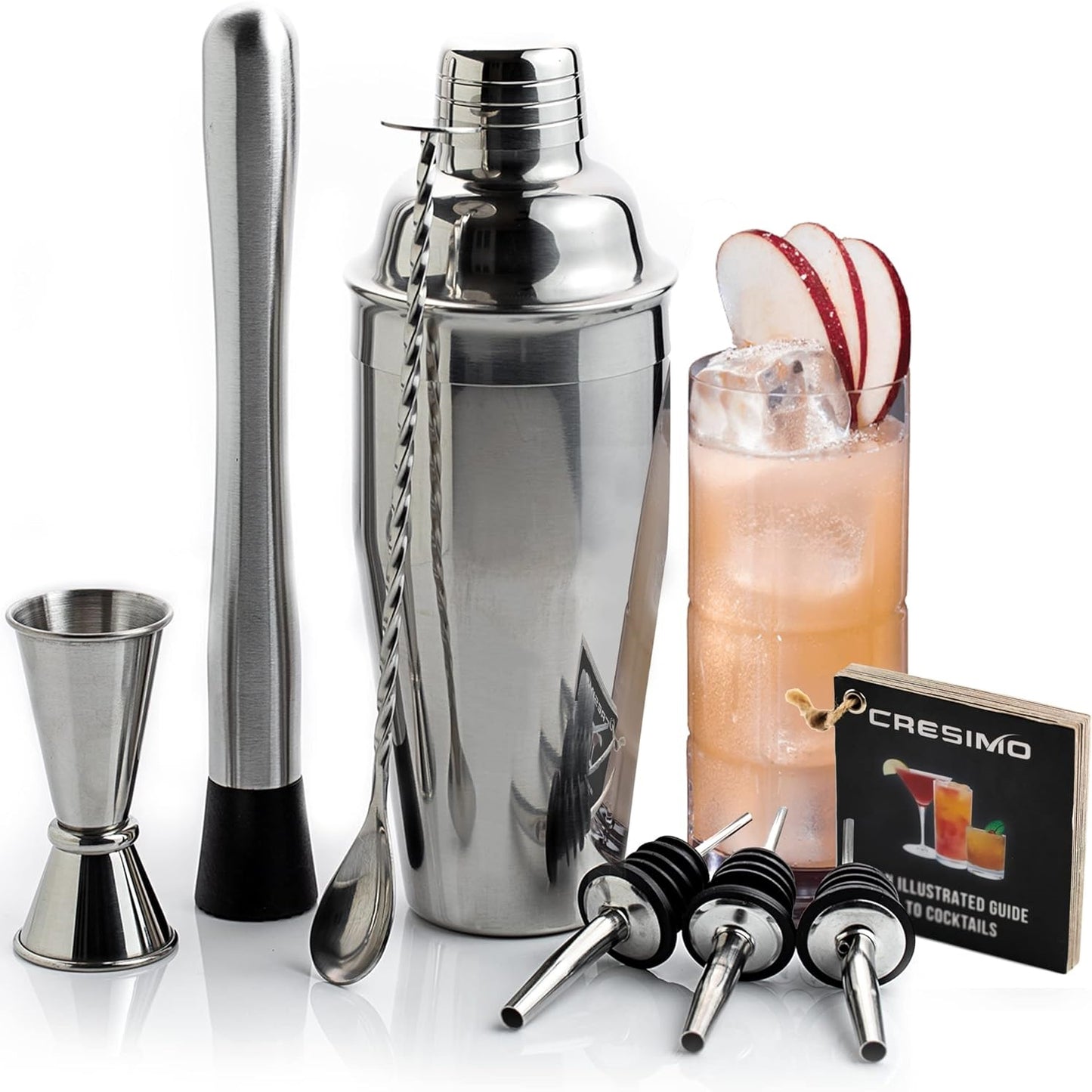 24oz Cocktail Shaker Set with Premium Drink Mixer Accessories