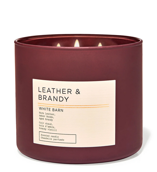 3-Wick Bath and Body Works Candles | Leather and Brandy