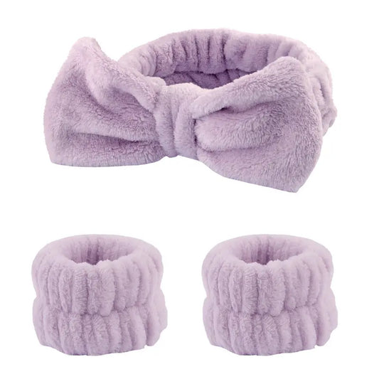 3pcs Soft Bath Head & Hand Band | Purple