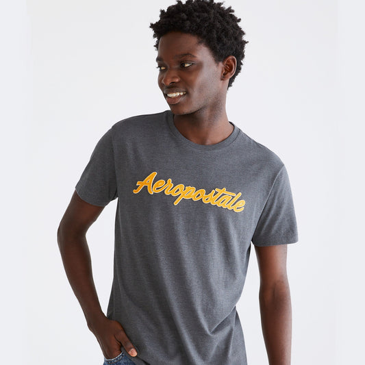 Aéropostale Script Applique Graphic Tee | Charcoal