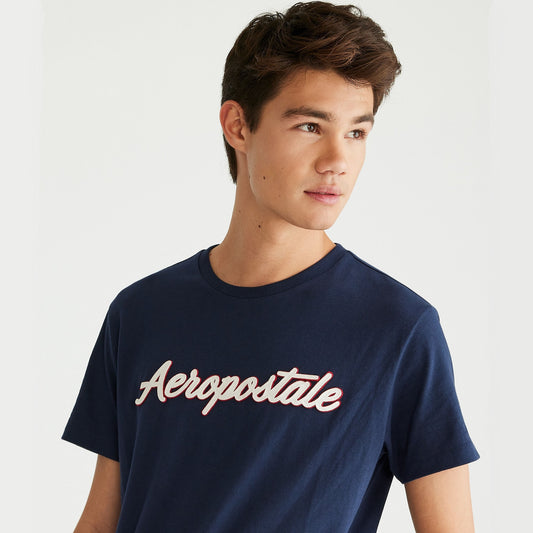 Aéropostale Script Applique Graphic Tee | Navy