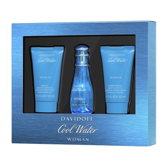 DAVIDOFF Cool Water For Her Gift Set| Body lotion 50ml Shower Gel 50ml Perfume 50ml