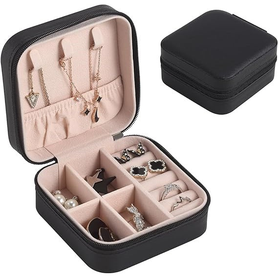 Plush Velvet Travel Jewelry Box | Black