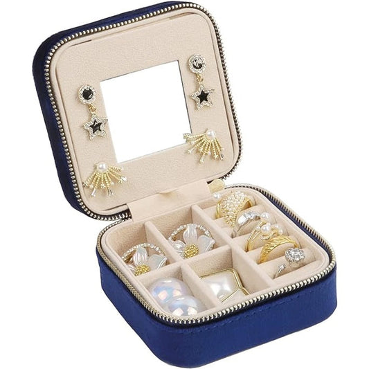 Plush Velvet Travel Jewelry Box | Dark Blue