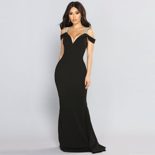 So Gorgeous Rhinestone Dress | Black